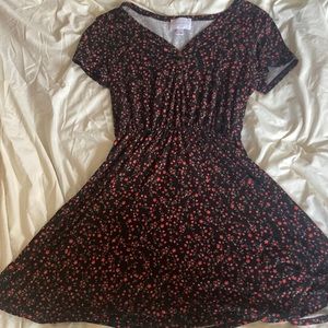 Black dress with red flowers